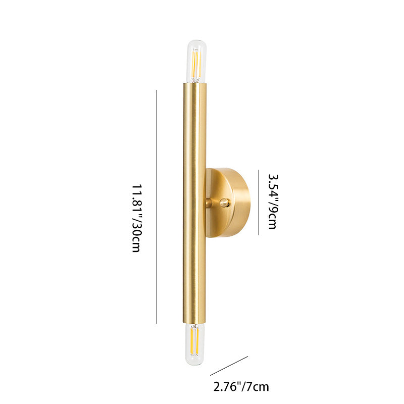 Nordic Brass Cylindrical Up & Down 2-Light Wall Sconce Lamp