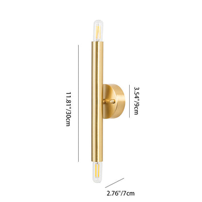 Nordic Brass Cylindrical Up & Down 2-Light Wall Sconce Lamp