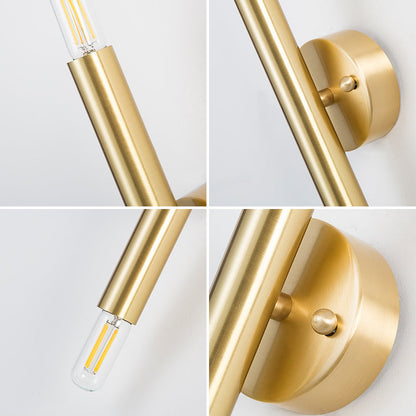 Nordic Brass Cylindrical Up & Down 2-Light Wall Sconce Lamp