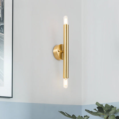 Nordic Brass Cylindrical Up & Down 2-Light Wall Sconce Lamp