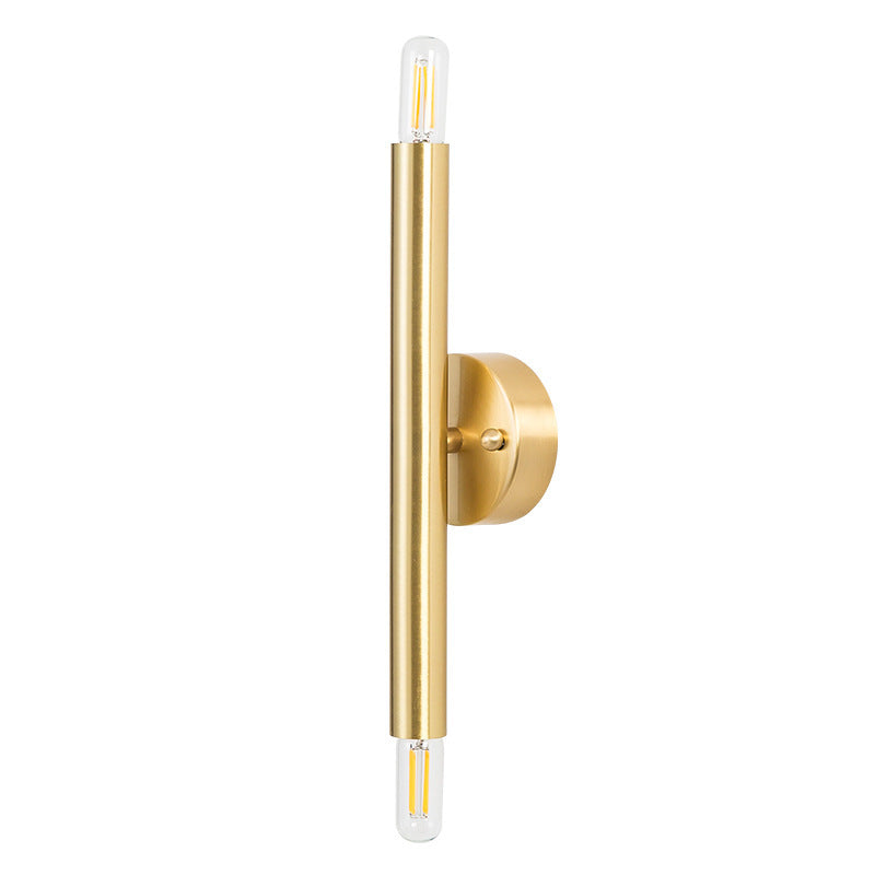 Nordic Brass Cylindrical Up & Down 2-Light Wall Sconce Lamp