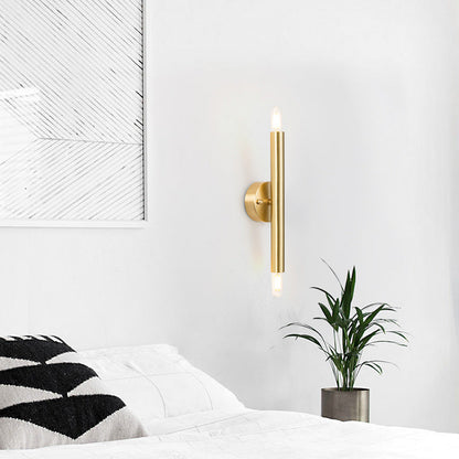 Nordic Brass Cylindrical Up & Down 2-Light Wall Sconce Lamp
