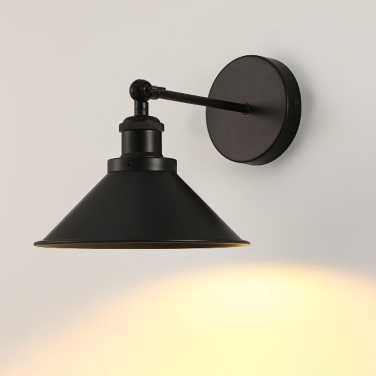 Contemporary Retro Iron Round Cone 1-Light Wall Sconce Lamp