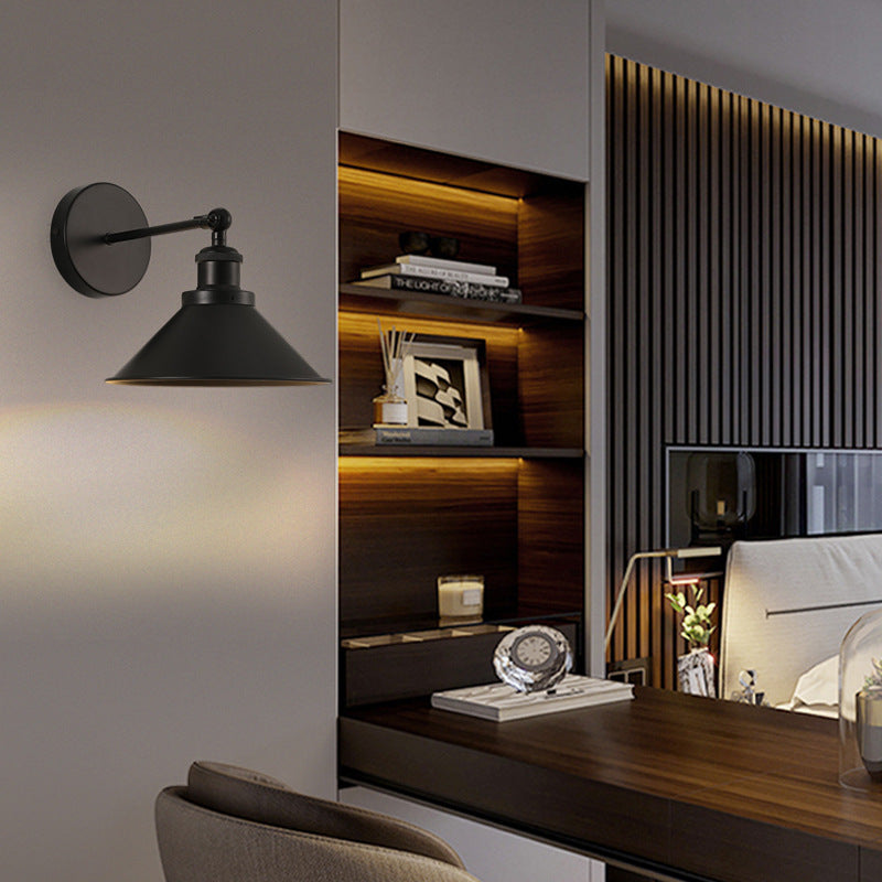 Contemporary Retro Iron Round Cone 1-Light Wall Sconce Lamp