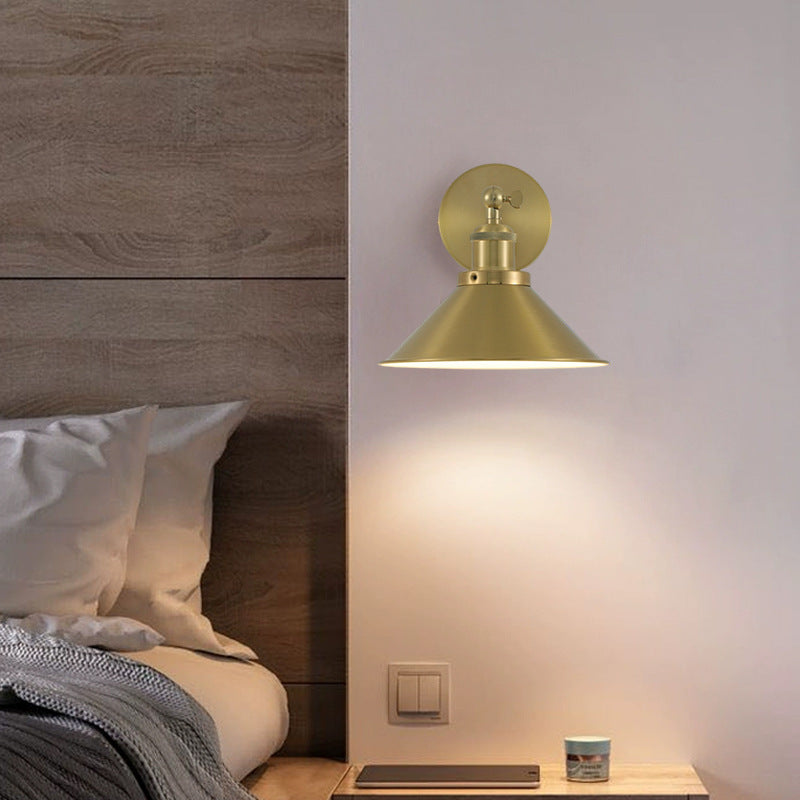 Contemporary Retro Iron Round Cone 1-Light Wall Sconce Lamp