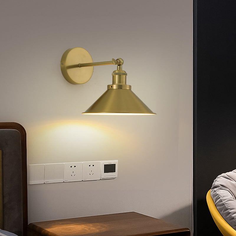 Contemporary Retro Iron Round Cone 1-Light Wall Sconce Lamp
