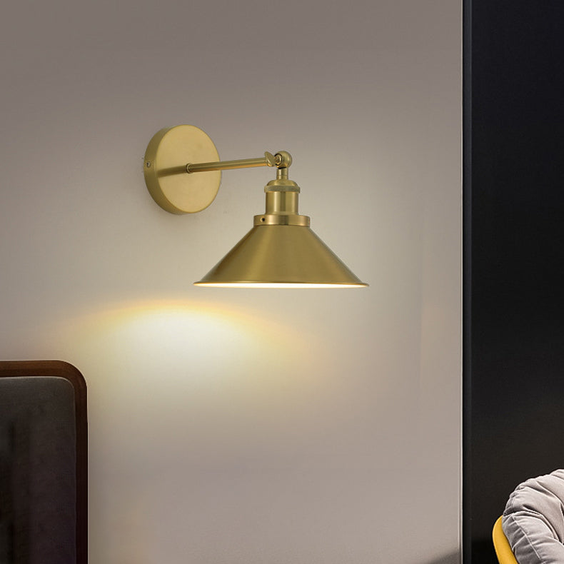 Contemporary Retro Iron Round Cone 1-Light Wall Sconce Lamp