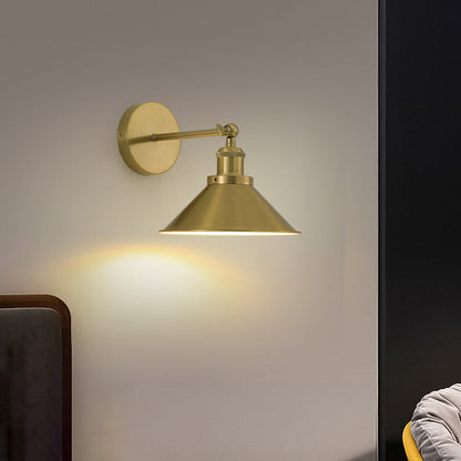 Contemporary Retro Iron Round Cone 1-Light Wall Sconce Lamp