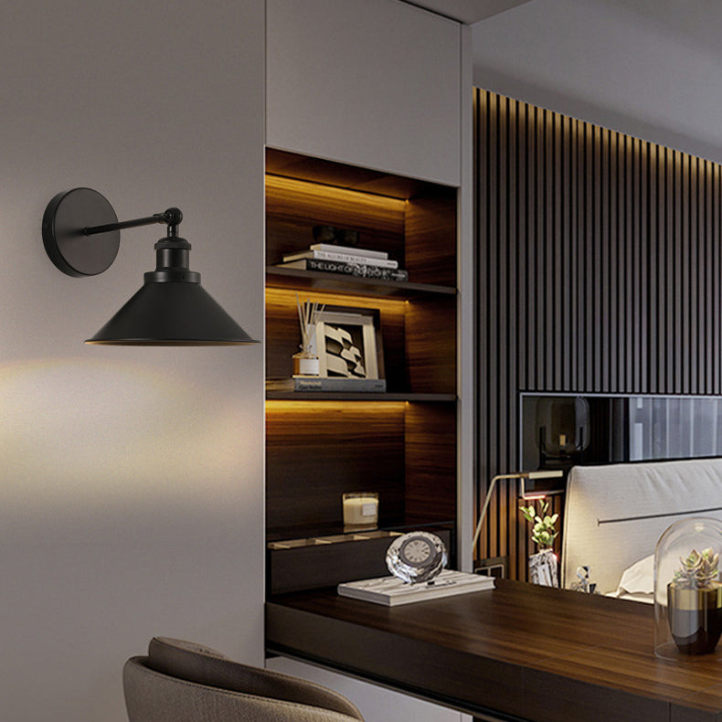 Contemporary Retro Iron Round Cone 1-Light Wall Sconce Lamp