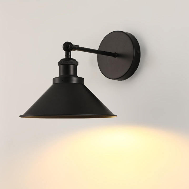 Contemporary Retro Iron Round Cone 1-Light Wall Sconce Lamp