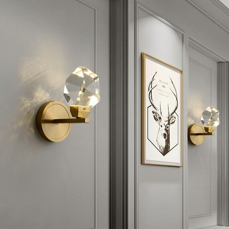 Modern Luxury Brass Irregular Crystal LED Wall Sconce Lamp