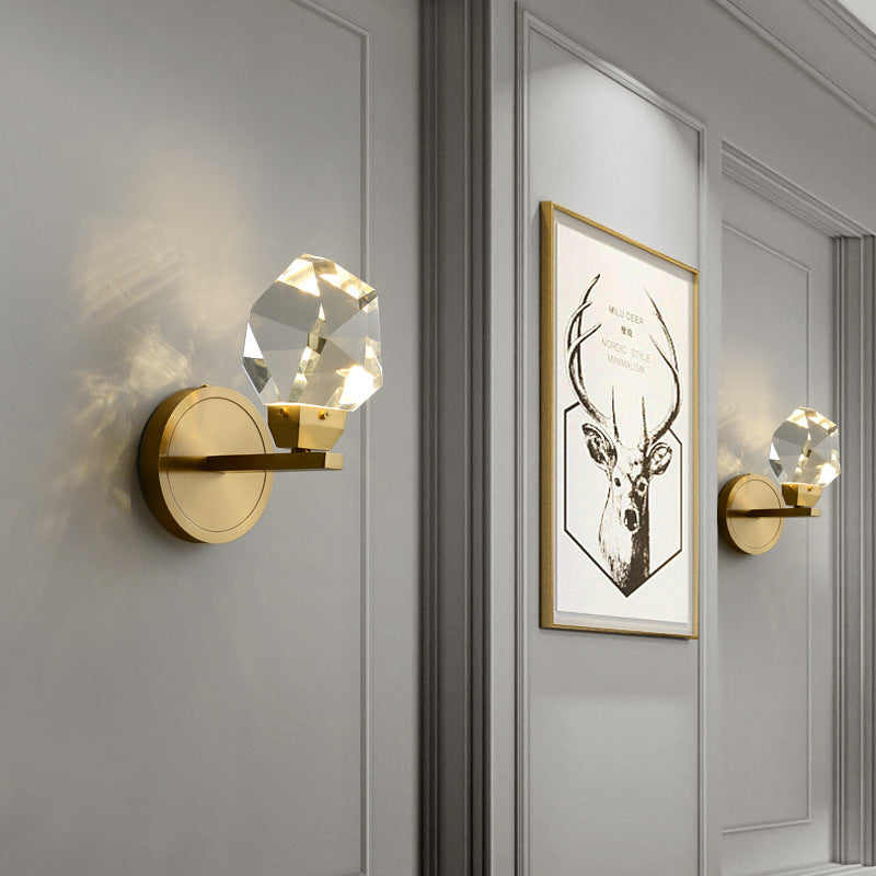 Modern Luxury Brass Irregular Crystal LED Wall Sconce Lamp