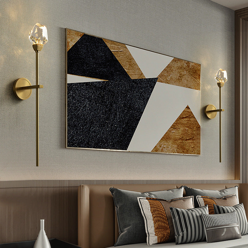 Luxury Brass Rod Irregular Crystal LED Wall Sconce Lamp