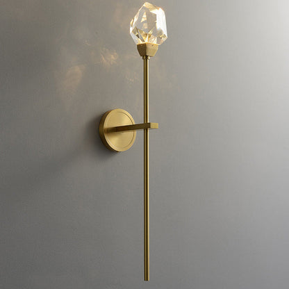 Luxury Brass Rod Irregular Crystal LED Wall Sconce Lamp
