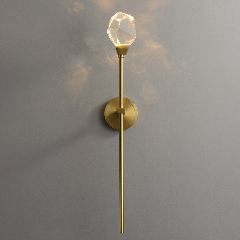 Luxury Brass Rod Irregular Crystal LED Wall Sconce Lamp