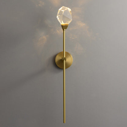 Luxury Brass Rod Irregular Crystal LED Wall Sconce Lamp