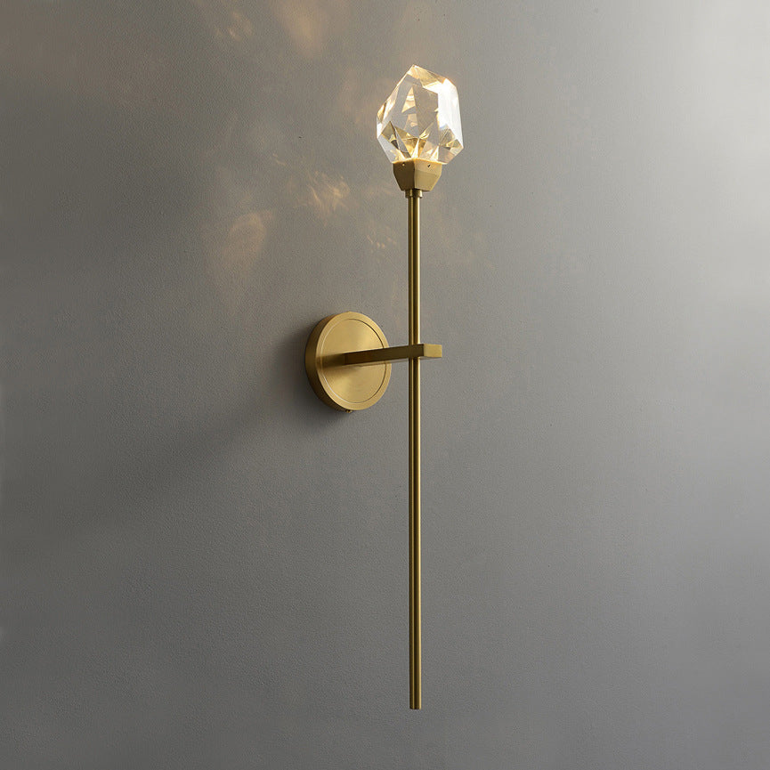 Luxury Brass Rod Irregular Crystal LED Wall Sconce Lamp