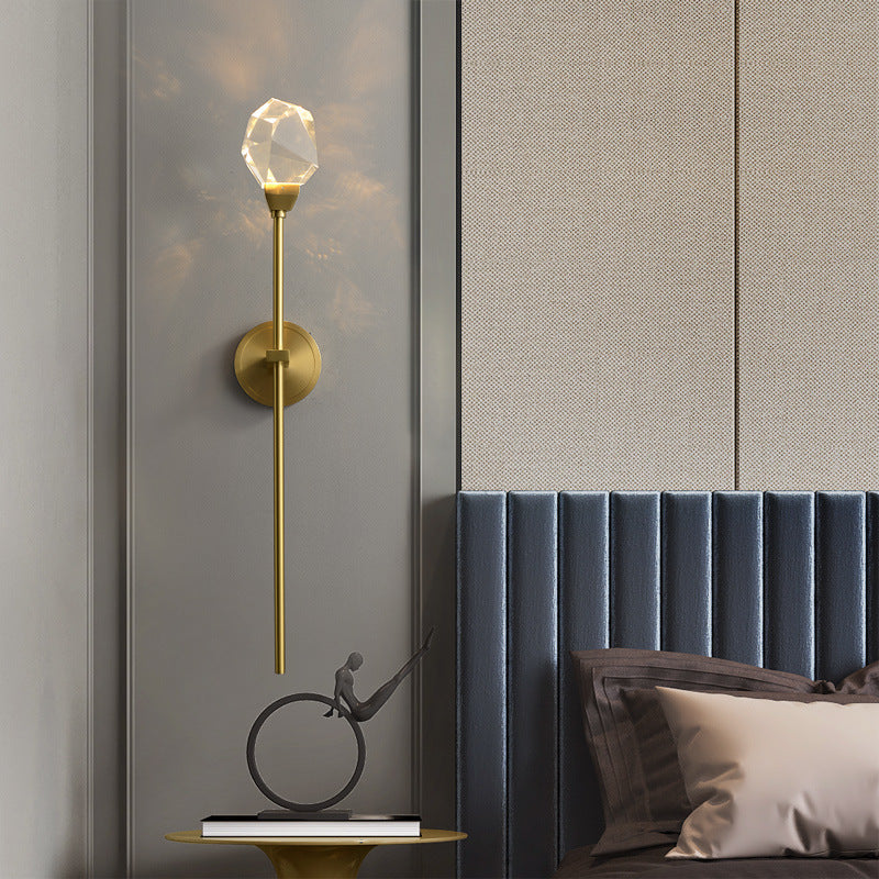 Luxury Brass Rod Irregular Crystal LED Wall Sconce Lamp