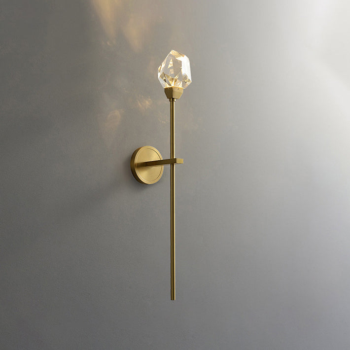 Luxury Brass Rod Irregular Crystal LED Wall Sconce Lamp