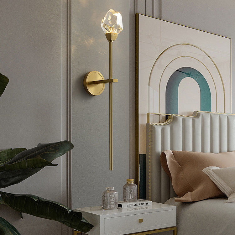 Luxury Brass Rod Irregular Crystal LED Wall Sconce Lamp