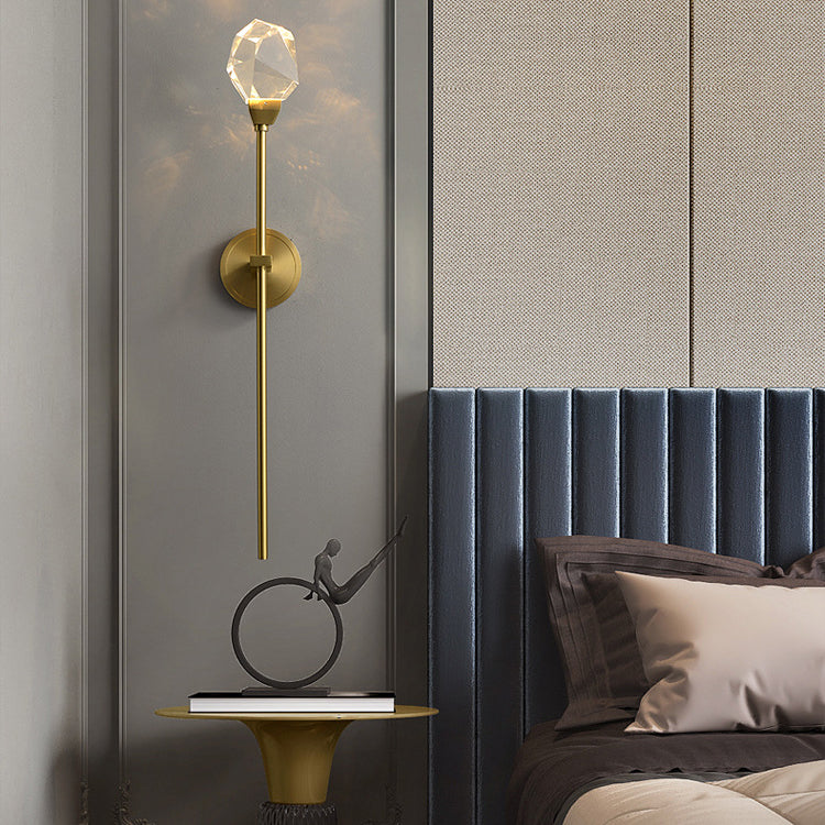 Luxury Brass Rod Irregular Crystal LED Wall Sconce Lamp