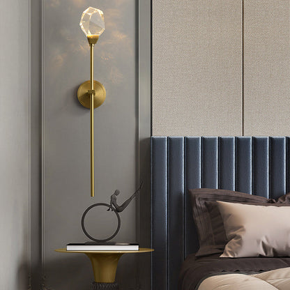Luxury Brass Rod Irregular Crystal LED Wall Sconce Lamp