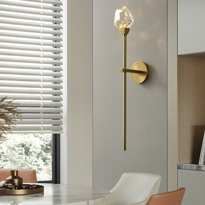 Luxury Brass Rod Irregular Crystal LED Wall Sconce Lamp