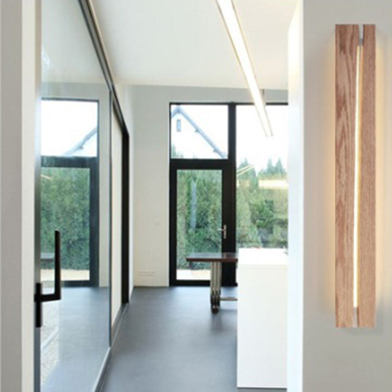 Nordic Solid Wood Resin Rectangular LED Wall Sconce Lamp