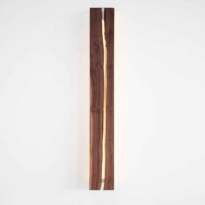 Nordic Solid Wood Resin Rectangular LED Wall Sconce Lamp