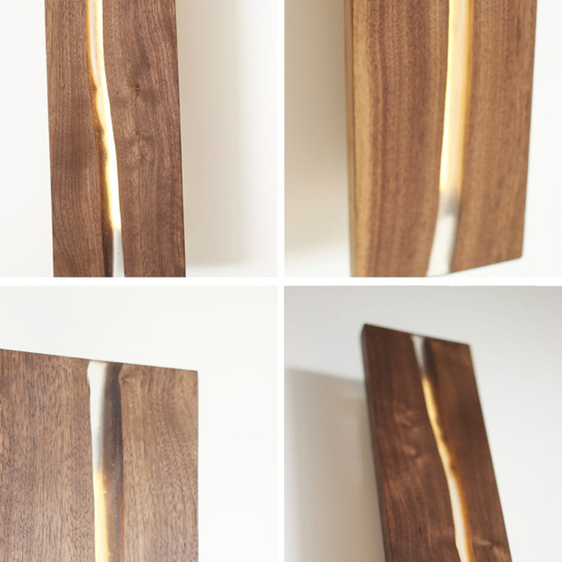 Nordic Solid Wood Resin Rectangular LED Wall Sconce Lamp