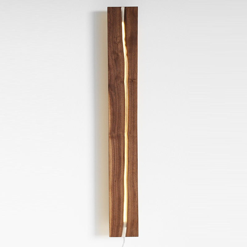 Nordic Solid Wood Resin Rectangular LED Wall Sconce Lamp
