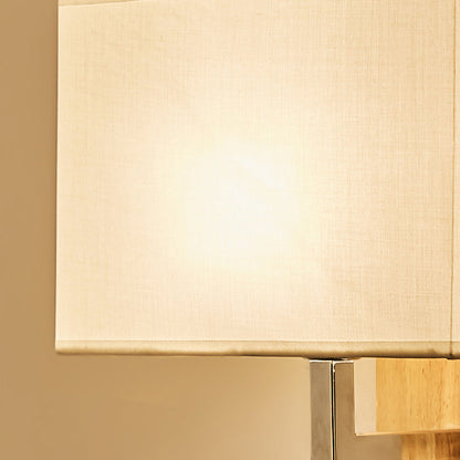 Iron Wood Fabric Rectangular 1-Light Wall Sconce Lamp