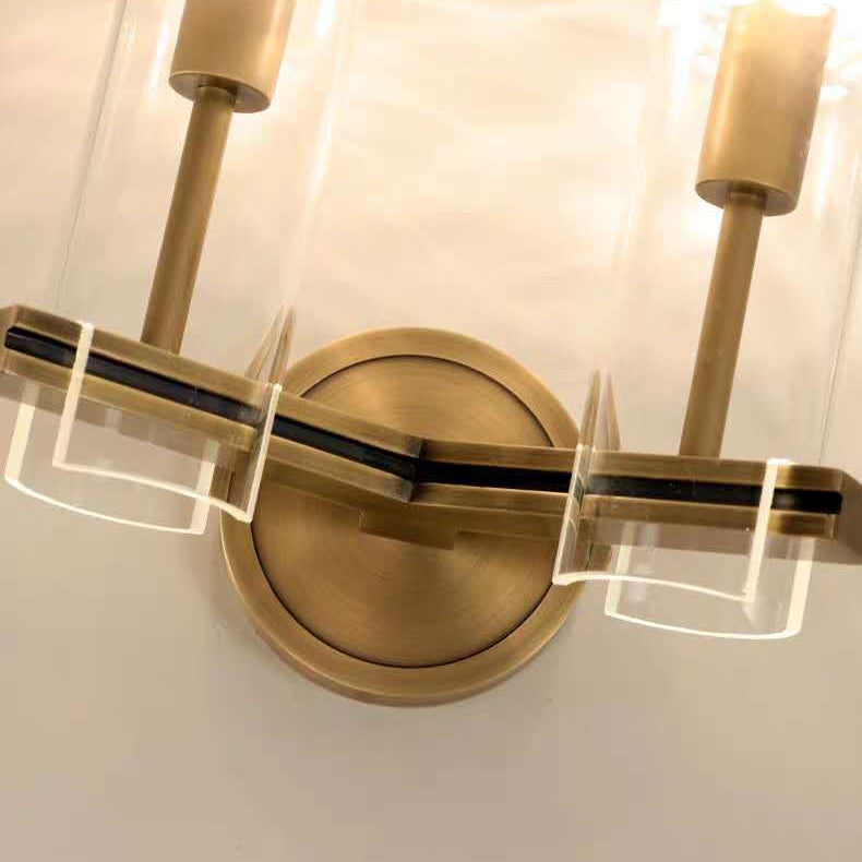 Brass Cylindrical Candelabra 1/2-Light Wall Sconce Lamp