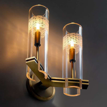 Brass Cylindrical Candelabra 1/2-Light Wall Sconce Lamp