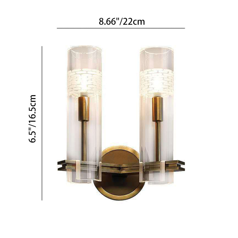 Brass Cylindrical Candelabra 1/2-Light Wall Sconce Lamp