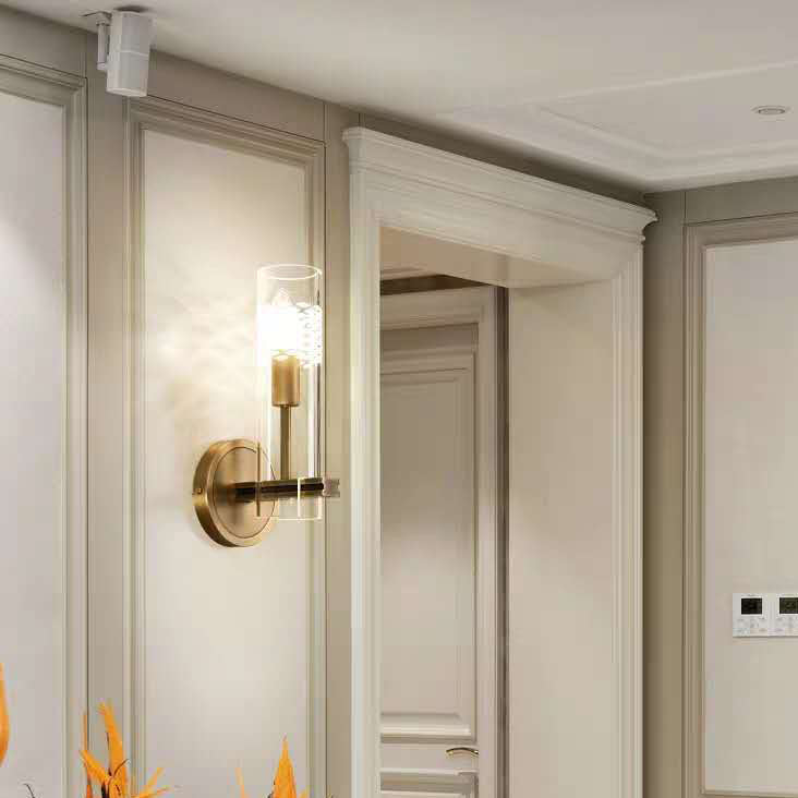 Brass Cylindrical Candelabra 1/2-Light Wall Sconce Lamp