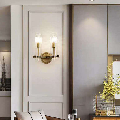 Brass Cylindrical Candelabra 1/2-Light Wall Sconce Lamp