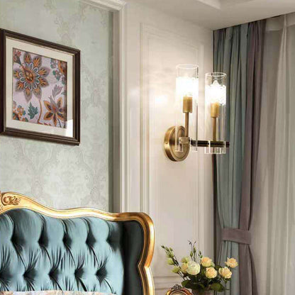 Brass Cylindrical Candelabra 1/2-Light Wall Sconce Lamp