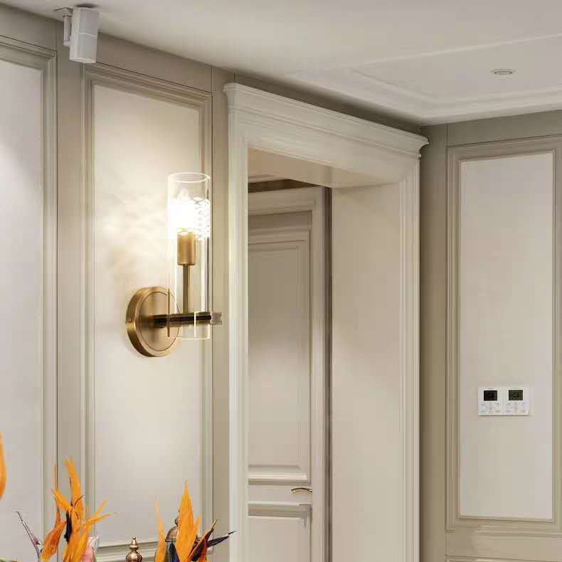 Brass Cylindrical Candelabra 1/2-Light Wall Sconce Lamp
