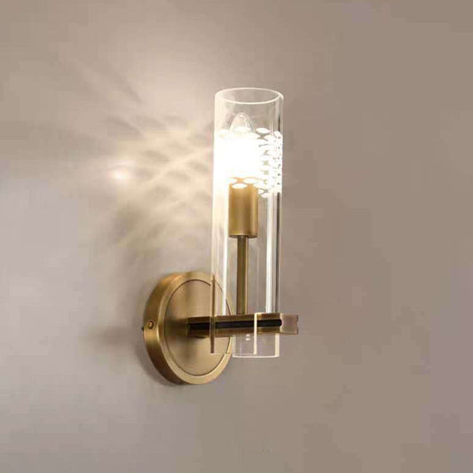 Brass Cylindrical Candelabra 1/2-Light Wall Sconce Lamp