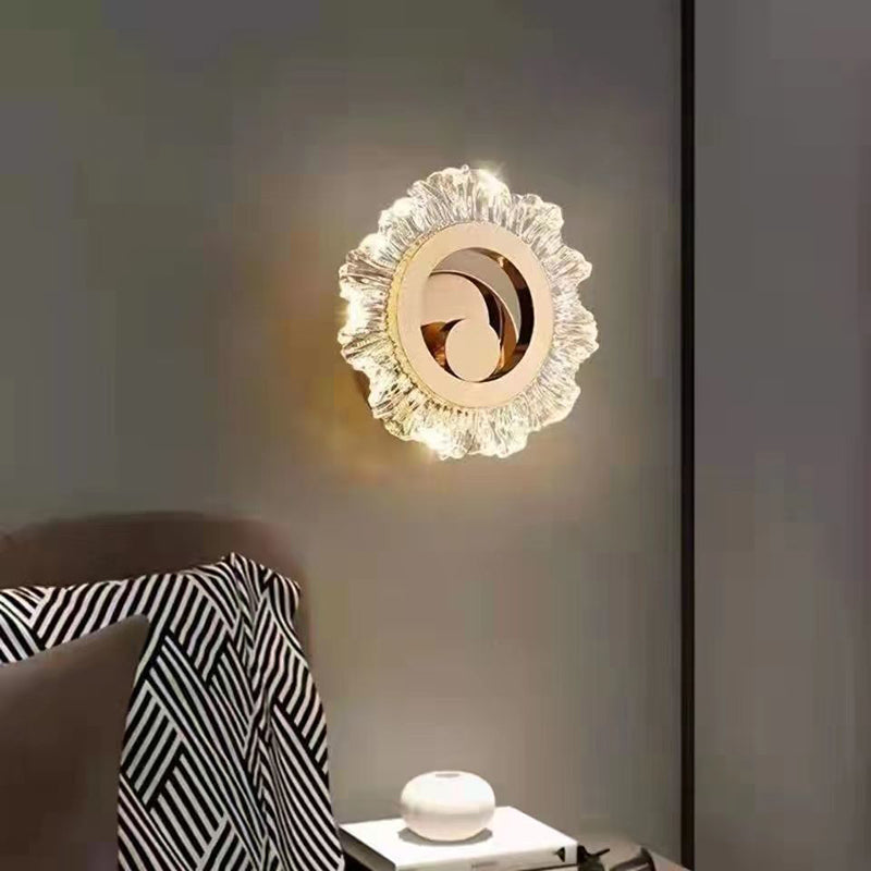 Metal & Acrylic Sunflower Round LED Wall Sconce Lamp