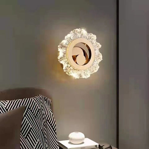 Metal & Acrylic Sunflower Round LED Wall Sconce Lamp