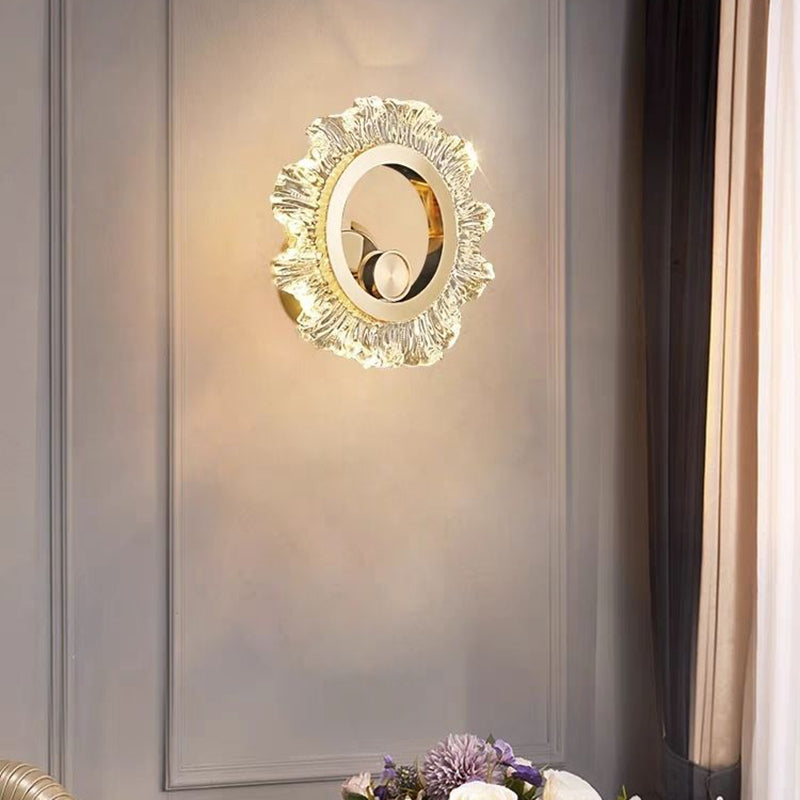 Metal & Acrylic Sunflower Round LED Wall Sconce Lamp