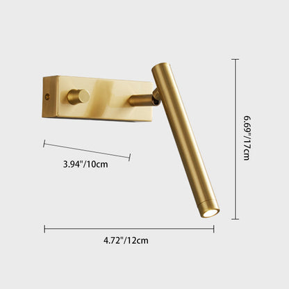 Brass Rectangle & Cylinder LED Wall Sconce Spotlight