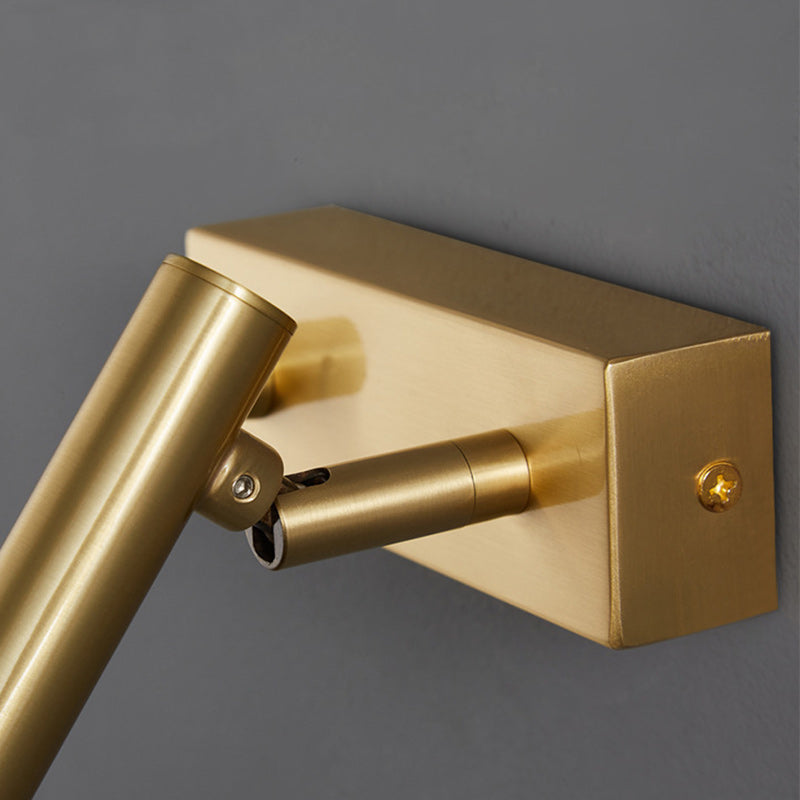 Brass Rectangle & Cylinder LED Wall Sconce Spotlight