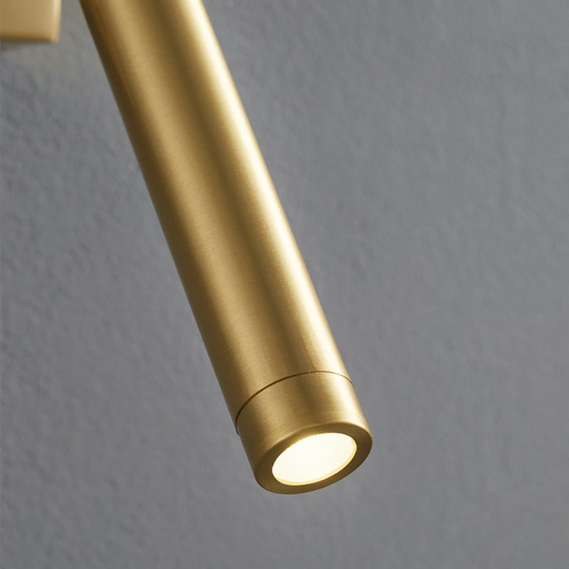 Brass Rectangle & Cylinder LED Wall Sconce Spotlight