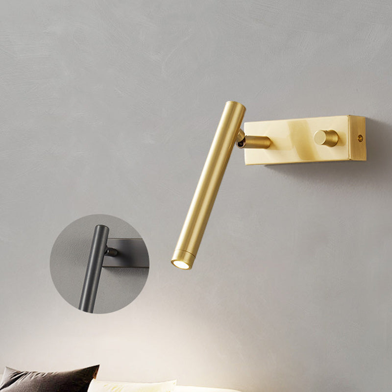 Brass Rectangle & Cylinder LED Wall Sconce Spotlight