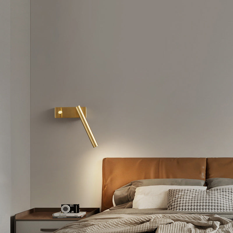 Brass Rectangle & Cylinder LED Wall Sconce Spotlight