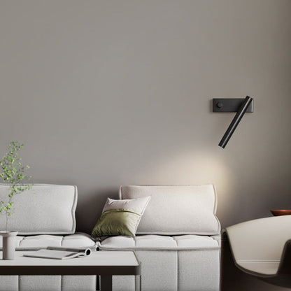 Brass Rectangle & Cylinder LED Wall Sconce Spotlight