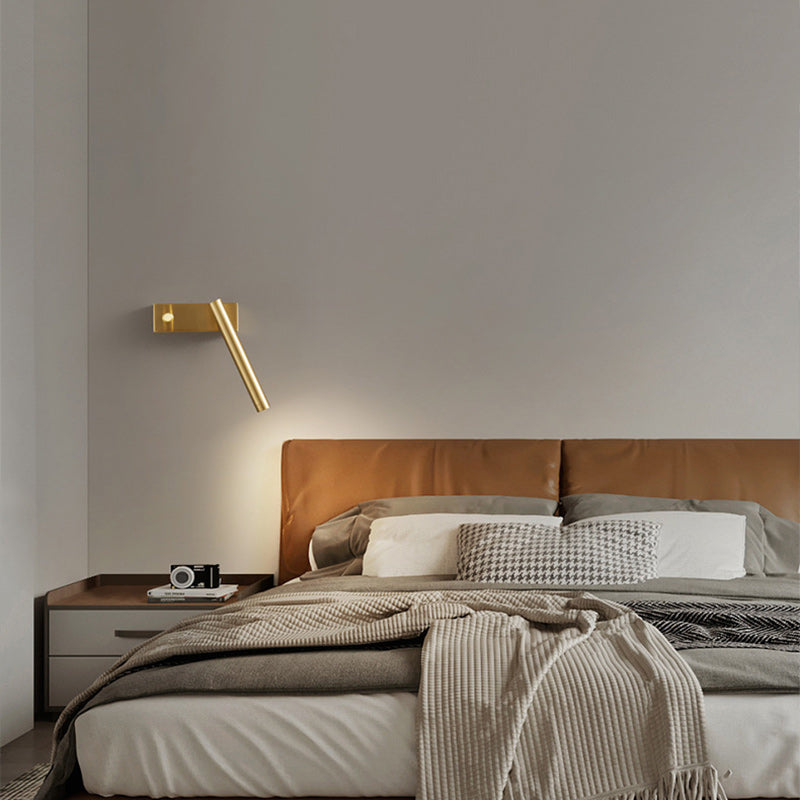 Brass Rectangle & Cylinder LED Wall Sconce Spotlight